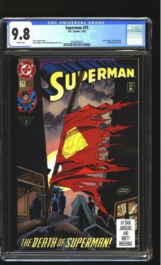 Superman 75 Cgc 9.  8 Nm/mint Death Of Superman Dan Jurgens Cover Dc 1993