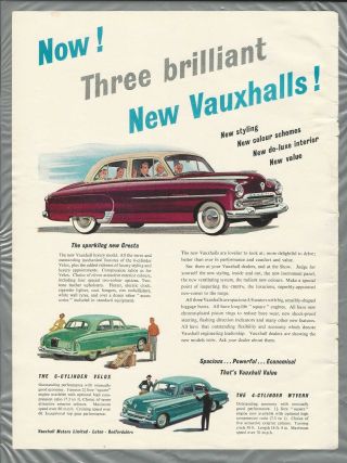 1955 Vauxhall Advertisement,  Cresta,  Velox,  Wyvern Large Size British Ad