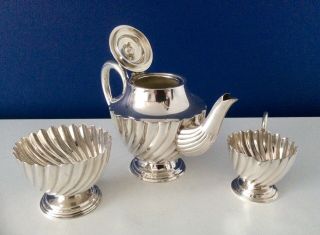 19th Century Silver On Copper Footed Bachelor Tea Set C1870 3