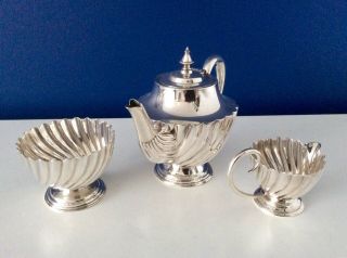 19th Century Silver On Copper Footed Bachelor Tea Set C1870 5