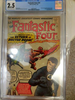 Fantastic Four 10 Cgc 2.  5 Doctor Doom Invisible Girl Pin - Up Stan Lee Jack Kirby