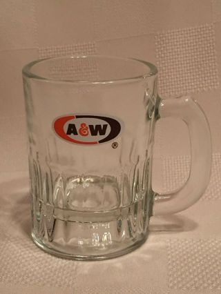 Vintage Small A & W Root Beer Mug Collectible Clear Glass Mug W/ Handle