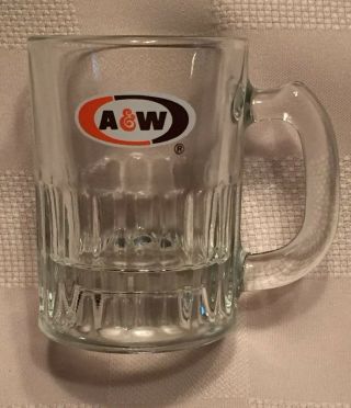 Vintage Small A & W ROOT BEER MUG Collectible Clear Glass mug w/ handle 2