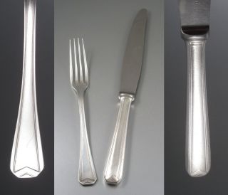 Rare 1930’s French Christofle “art Deco” Silver Plated Fork And Knife,  “chevron "