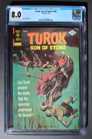Turok Son Of Stone 105 Gold Key Comic 1976 Wilson Painted - C Film? Cgc Vf 8.  0