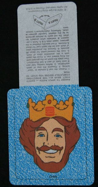 [ 1978 Burger King Iron - On Pocket Patch - Vintage Fast Food - Magical King ]