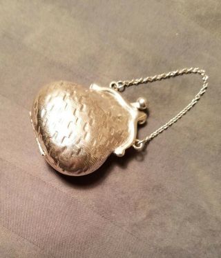 Vintage Curtis Jewelry Co Sterling Silver Weave Style Purse Pill Box 2