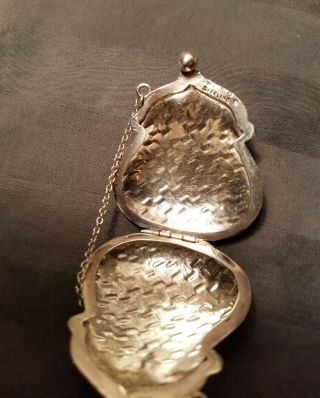 Vintage Curtis Jewelry Co Sterling Silver Weave Style Purse Pill Box 3