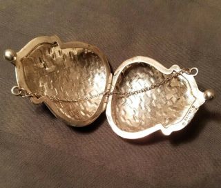 Vintage Curtis Jewelry Co Sterling Silver Weave Style Purse Pill Box 4