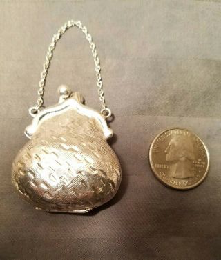 Vintage Curtis Jewelry Co Sterling Silver Weave Style Purse Pill Box 6