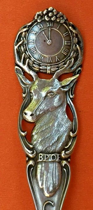 Rare Stunning Elk Big Antlers Bpoe Cervus Alces Sterling Silver Souvenir Spoon