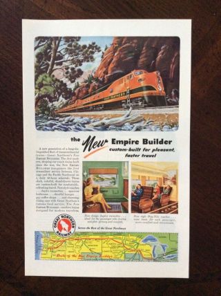 1946 Vintage Color Ad Great Northern Railway Empire Builder