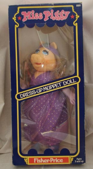 Vintage Fisher - Price Miss Piggy Dress Up Muppet Doll 1982