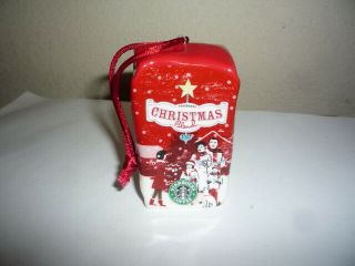 Starbucks Coffee Bag Ornament Holiday Christmas Blend 2007 Ceramic Red Carolers