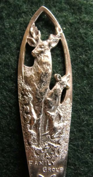 Sterling Souvenir Spoon Yellowstone Park With Buck Handle,  1930 