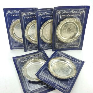 Vintage Silver Plated 4 " Ornate Coaster Set Of 6 Italy - Readers Digest