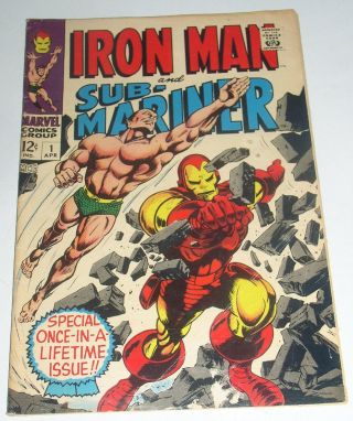 Iron Man And Sub - Mariner 1 Marvel One - Shot 1968 Vg Key Transition Issue