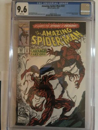 The Spider - Man 361 Cgc 9.  6 (apr 1992,  Marvel) First Carnage