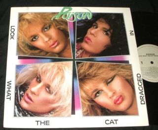 Poison Look What The Cat Dragged In Lp 1st 1986 Enigma Vinyl Hair Metal
