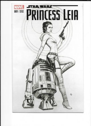 Star Wars Princess Leia 1 Adi Granov Eccc Sketch Variant Vf/nm,  Color Cover