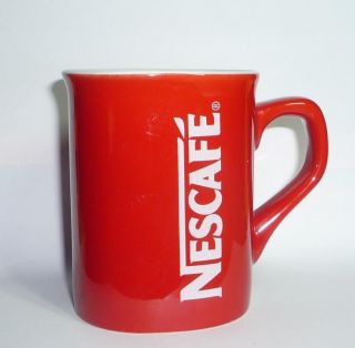 NESCAFE COFFEE Red Mug Cup MALAYSIA Promotional Standard SIDE LOGO 3.  25 