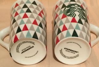 Starbucks 16 oz Coffee Holiday Trees Coffee Tea Mug Glass Cup Set (2) Argyle 3