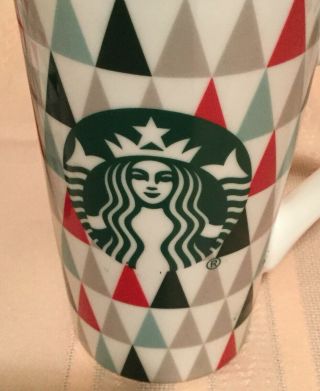 Starbucks 16 oz Coffee Holiday Trees Coffee Tea Mug Glass Cup Set (2) Argyle 4