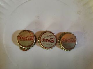 3 Vintage - Antique Coca - Cola Bottle Caps