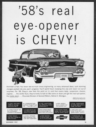 1958 Chevrolet Impala 2 - Door Hardtop Art " Real Eye - Opener " Vintage Print Ad