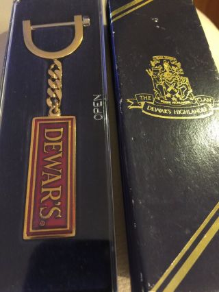 Dewars White Label Keychain Heavy Gold Chain And Red Metal Fancy Clasp Boxed