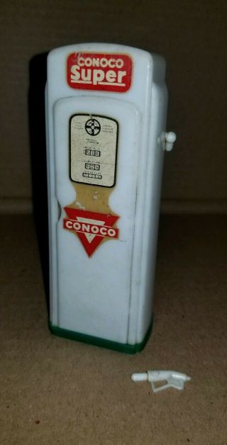 Rare Vintage 4.  5 " Conoco Gas Pump W/ Nozzle Plastic Toy Avsco Inc.  Usa