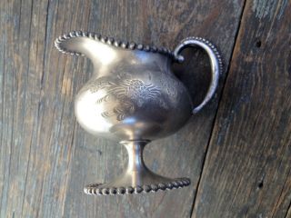 Antique Footed James W.  Tufts Boston Quadruple Silver Plate Creamer