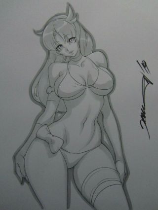 Athena Snk Girl Sexy Busty Sketch Pinup - Daikon Art