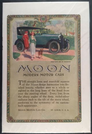 1920 Moon Motor Cars Vintage Full Page Color Print Ad Advertisment