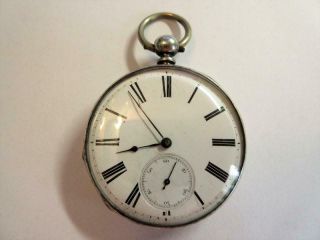 Antique Solid Silver Cased Open Faced Pocket,  Fob Watch - 78g - Ticking