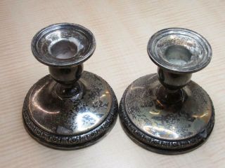 2 International Sterling Prelude Weighted Silver Matching Candlestick Holders