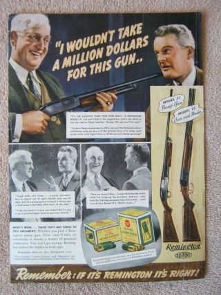 Vintage 1937 Remington Model 31 32 Shotguns Shells Ammo Print Ad