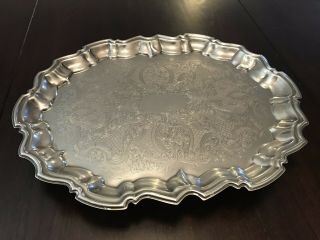 Vtg W & S Blackinton Scroll Floral Silver Plated 4 - Footed Oval Serving Tray 20