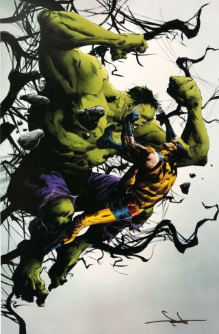 Jae Lee Rare Hulk Vs Wolverine Print 11 X 17 Signed Limited Last One