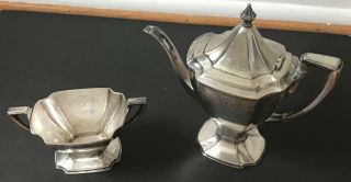 Antique Chippendale 32 Oz Tea Pot & Sugar Bowl Wd Smith Silver Co Pat 1914