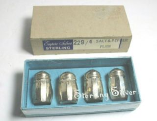 Empire Sterling Silver Personal Salt & Pepper Shakers - 229/ 4pc Set Vintage