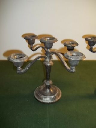 2 Leonard Silver Plate Candle Holders Candelabra Holds 5 Candles