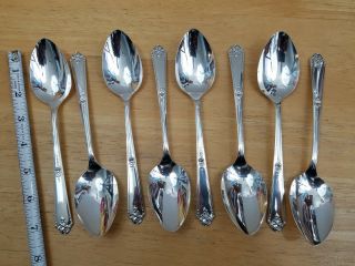 8 Oneida Mid Century Vintage 1948 Sweet Briar Silverplate Place/oval Soup Spoons