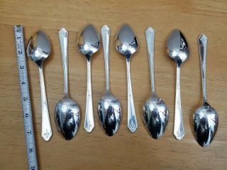 8 ONEIDA MID CENTURY VINTAGE 1948 SWEET BRIAR SILVERPLATE PLACE/OVAL SOUP SPOONS 4