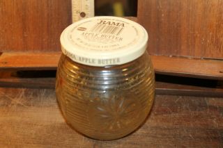 Vintage Bama Apple Butter Jar Fancy " Cut Glass " Pattern With Metal Lid