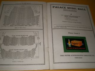 1916 Chicago Palace Music Hall Program Brochure Color Edelweiss Beer Ad