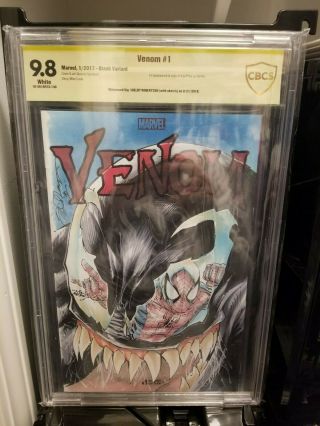 Venom 1 Art Sketch Cover By Shelby Robertson Cbcs Ss 9.  8 Spiderman