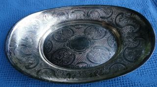 Vintage Barker Ellis Silverplate Oval Engraved Bread Tray Made In England.