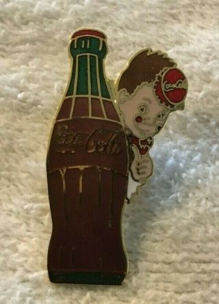 Coca - Cola Metal Hat / Lapel Pin Soda Boy & Bottle Coke