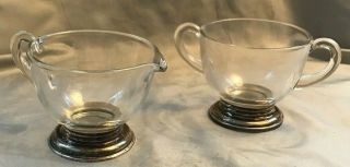 Frank M.  Whiting Sterling Silver Glass Creamer And Sugar Dishes Set Of 2